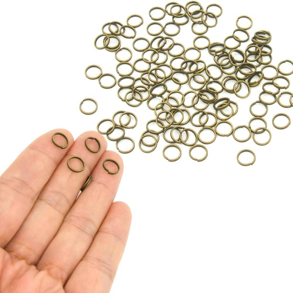 200pcs 8mm Mini Split Jump Ring with Double Loops Small Round Metal Bronze Key R